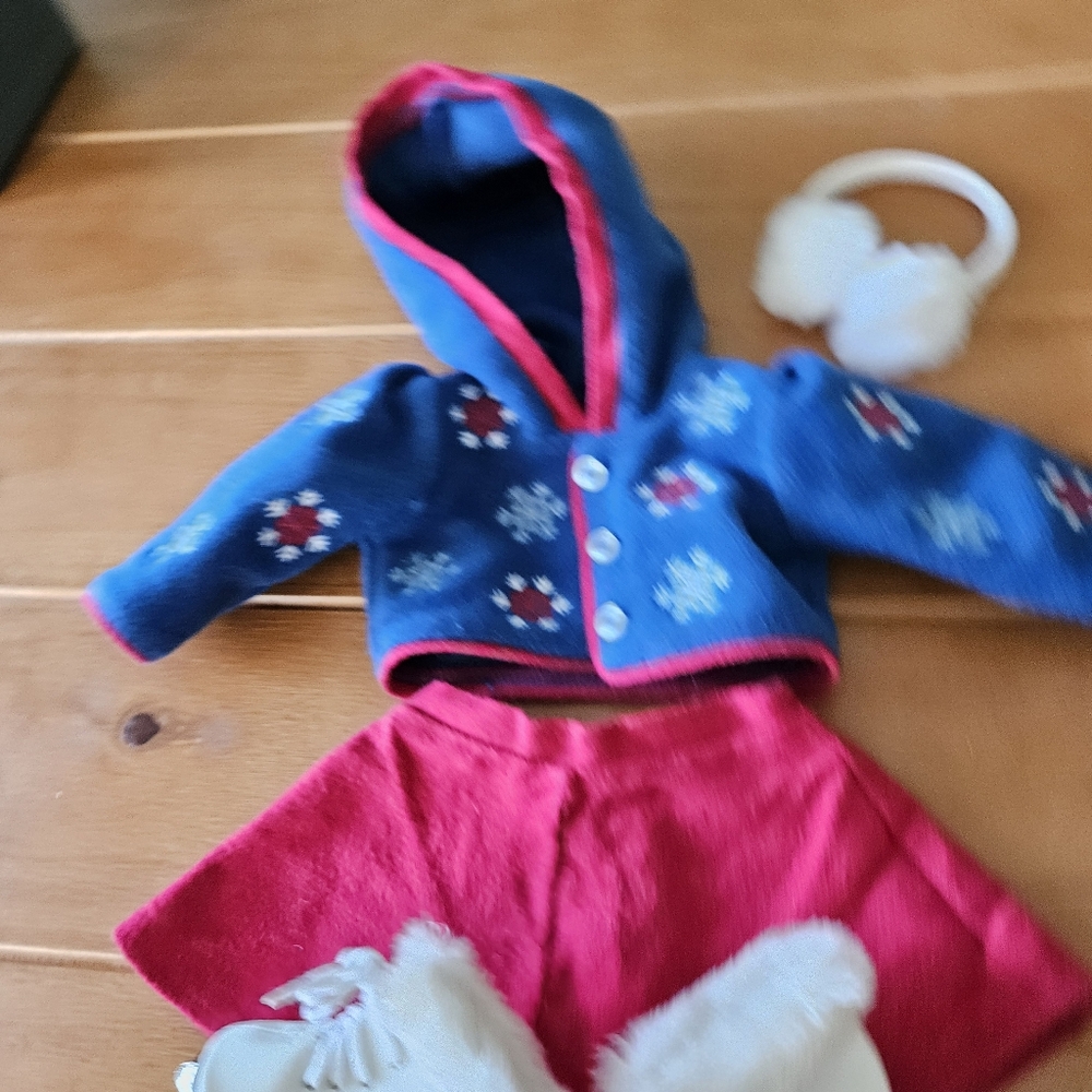 American Girl Doll Molly's Ice Skating Outfit Skates Earmuffs - Picture 4 of 10